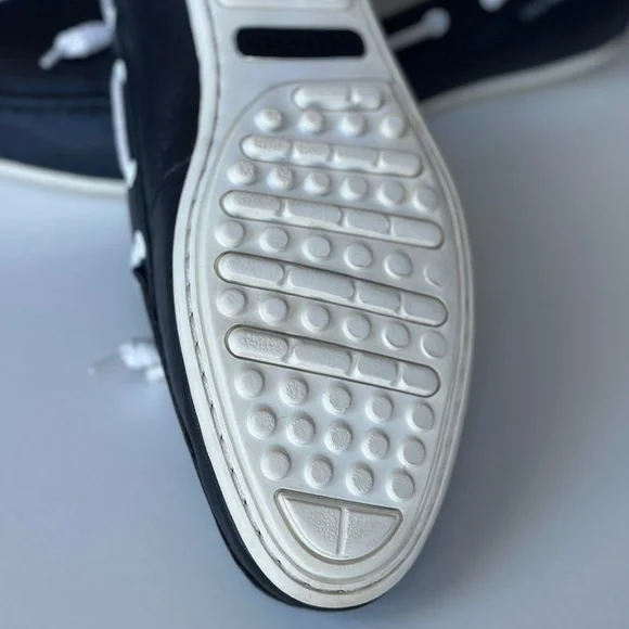 Cole Haan Grand OS Boat Shoes 9.5W Navy Leather Studded Heel - Picture 11 of 16